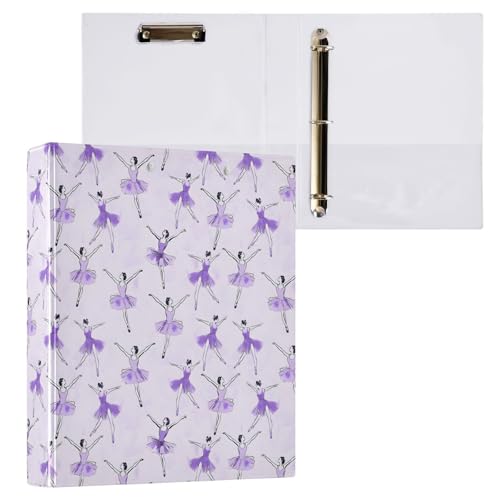 Violettes Ballett-Tänzer-Muster, 3 D-Ringbuch, A4, 1 Packung mit 200 Blatt, für Kinder, Schulbedarf, Damen, Herren, Büro von Mnsruu