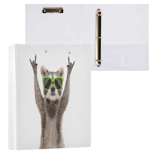 Waschbär mit Sonnenbrille, 3 D-Ringordner, A4, 1 Packung mit 200 Blatt, für Kinder, Schulbedarf, Damen, Herren, Büro Waschbär mit Sonnenbrille, 3 D-Ringordner, A4, 1 Packung mit 200 Blatt, für Kinder, Schulbedarf, Damen, Herren, Büro von Mnsruu
