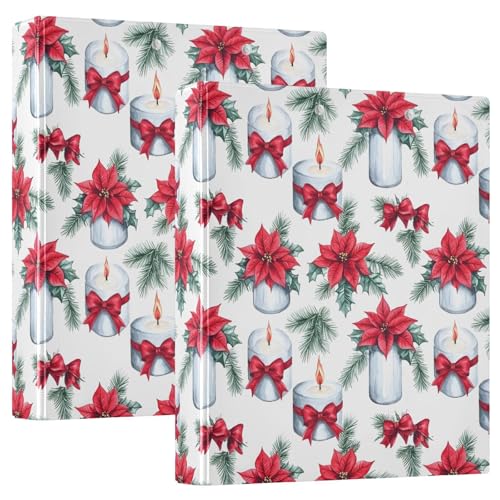 Weiße Kerzen mit Weihnachtsstern-Muster, 3 D-Ringordner, A4, 2 Stück mit 200 Blatt, für Kinder, Schulbedarf, Damen, Herren, Büro Weiße Kerzen mit Weihnachtsstern-Muster, 3 D-Ringordner, A4, 2 Stück mit 200 Blatt, für Kinder, Schulbedarf, Damen, Herren, Büro von Mnsruu