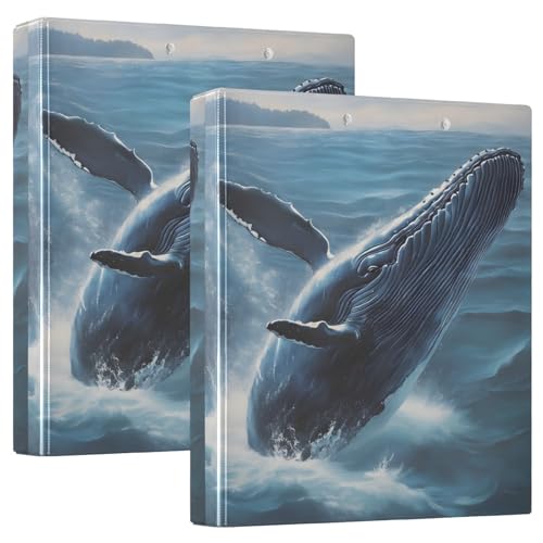 Whale Ocean 3 D-Ringbuch, A4, 2 Stück mit 200 Blatt, für Kinder, Schulbedarf, Damen, Herren, Büro von Mnsruu