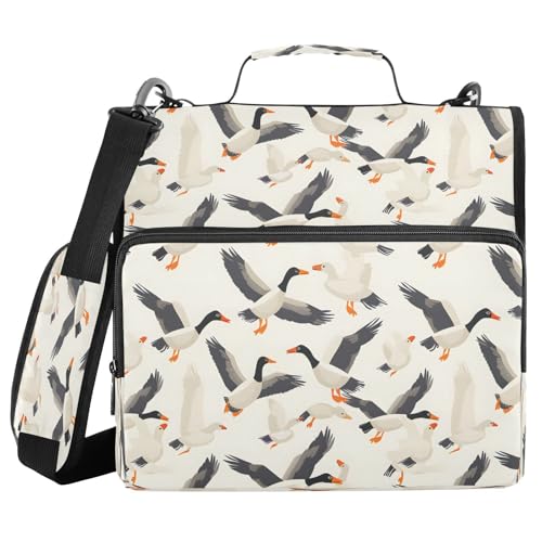 Wildgänse Reißverschluss-Bindertasche mit Griff, Schultergurt, 3-Ringbuch, Organizer für Schule, Arbeit, Büro Wildgänse Reißverschluss-Bindertasche mit Griff, Schultergurt, 3-Ringbuch, Organizer für Schule, Arbeit, Büro von Mnsruu