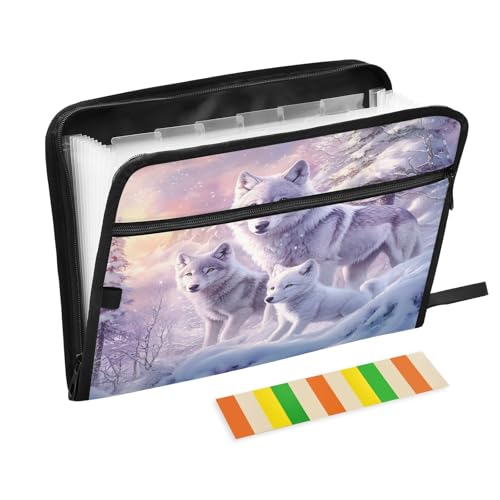 Wolf Family Snow Fächermappe mit 13 Fächern, Fächermappe mit Vordertasche, tragbare Business-Aktenaufbewahrung, Dokumenten-Organizer, Ordner mit Reißverschluss Wolf Family Snow Fächermappe mit 13 Fächern, Fächermappe mit Vordertasche, tragbare Business-Aktenaufbewahrung, Dokumenten-Organizer, Ordner mit Reißverschluss von Mnsruu