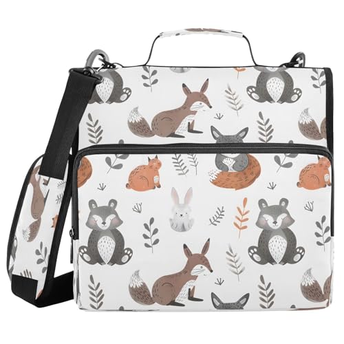 Woodland Animals A Reißverschluss-Bindertasche mit Griff, Schultergurt, 3-Ringbuch, Organizer für Schule, Arbeit, Büro Woodland Animals A Reißverschluss-Bindertasche mit Griff, Schultergurt, 3-Ringbuch, Organizer für Schule, Arbeit, Büro von Mnsruu