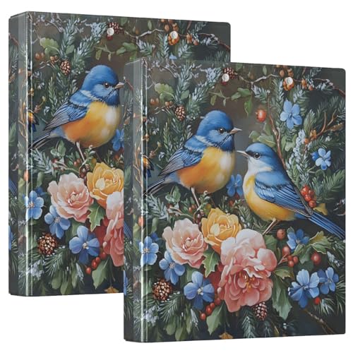 Zwei blaue Vögel und Blumen, 3 D-Ringordner, A4, 2 Stück mit 200 Blatt, für Kinder, Schulbedarf, Damen, Herren, Büro Zwei blaue Vögel und Blumen, 3 D-Ringordner, A4, 2 Stück mit 200 Blatt, für Kinder, Schulbedarf, Damen, Herren, Büro von Mnsruu