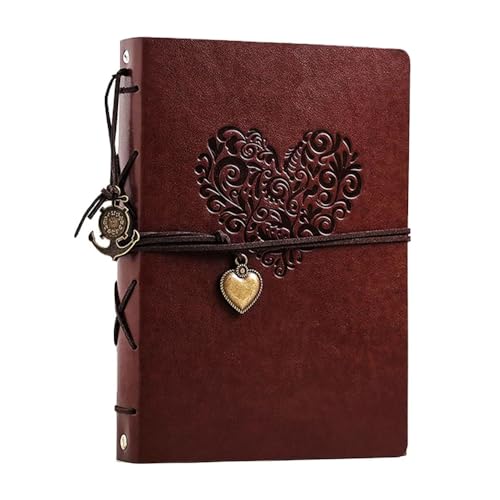 Fotoalbum Scrapbook 60 Seiten Premium Schwarzes Papier Erinnerungsbuch Vintage DIY Ledereinband Fotobuch für Kinder Abschluss Hochzeit Jahrestag Familie Reise Geburtstag Weihnachten Geschenke (Herz) von MnuCyiPiu