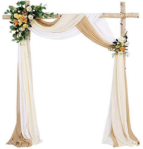 Hochzeits-Vorhang, 3 Paneele, Chiffon-Stoff, 6 m, hautfarben und cremefarben, Party-Hintergrund, Hochzeitsdekoration Hochzeits-Vorhang, 3 Paneele, Chiffon-Stoff, 6 m, hautfarben und cremefarben, Party-Hintergrund, Hochzeitsdekoration von MoKoHouse