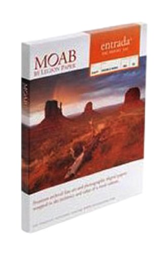 Moab Entrada Rag Bright 300 g/m² Papier aus Baumwolle für Tintenstrahldrucker, A2, zweiseitig, Hochglanz, 25 Blatt von Moab