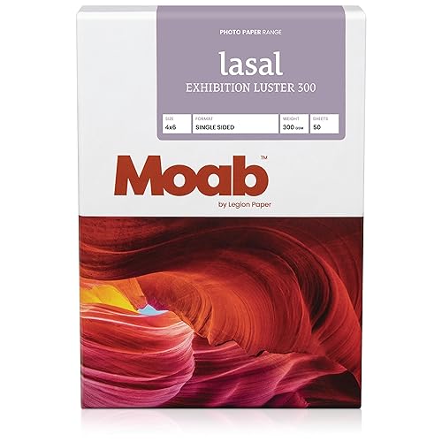 Moab Lasal Exhibition Luster 300 archivalisch Glanz 300 g/m² Papier 11 Mil. Inkjet Papier 4 x 6' Alpha-Cellulose 50 Blatt von Moab