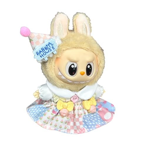 Moamemay Labubu Bekleidung für 17cm Plush, Mini Kuscheltier Puppen Kleidung Outfit nur Bekleidungs zubehör für 17cm Labubu Plüsch Pullover Hoodie Bekleidung DIY Kinder Geschenke (F) von Moamemay
