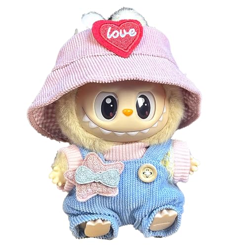 Moamemay Labubu Bekleidung für 17cm Plush, Mini Kuscheltier Puppen Kleidung Outfit nur Bekleidungs zubehör für 17cm Labubu Plüsch Pullover Hoodie Bekleidung DIY Kinder Geschenke (G) von Moamemay