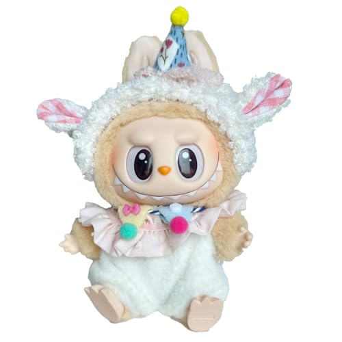 Moamemay Labubu Bekleidung für 17cm Plush, Mini Kuscheltier Puppen Kleidung Outfit nur Bekleidungs zubehör für 17cm Labubu Plüsch Pullover Hoodie Bekleidung DIY Kinder Geschenke (H) von Moamemay