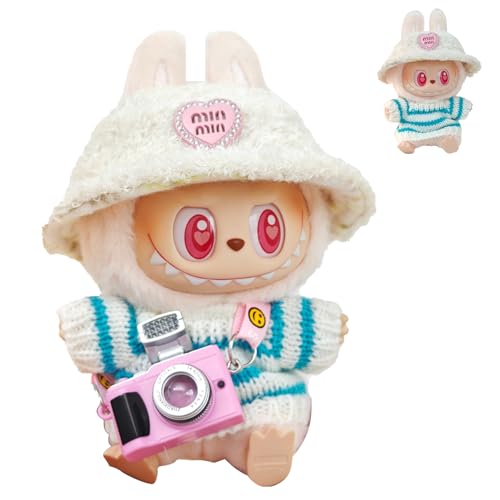 Moamemay Labubu Bekleidung für 17cm Plush, Mini Kuscheltier Puppen Kleidung Outfit nur Bekleidungs zubehör für 17cm Labubu Plüsch Pullover Hoodie Bekleidung DIY Kinder Geschenke (L) von Moamemay