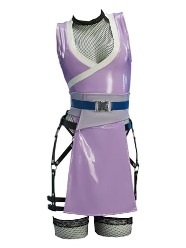 Mobbunny Anime-Derivate-Ninja-Cosplay-Kostüm für Damen, PU-Leder, Netzstoff, tiefer V-Ausschnitt, Body mit Maske und Oberschenkelsocken, Größe L Mobbunny Anime-Derivate-Ninja-Cosplay-Kostüm für Damen, PU-Leder, Netzstoff, tiefer V-Ausschnitt, Body mit Maske und Oberschenkelsocken, Größe L von Mobbunny