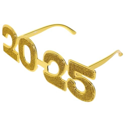 Mobestech 1 Paar Pulvergläser Elektroplierend Geformt Partybrillen Für Das Neue Jahr 2025 Brille Silvesterbrille 2025 Brillen Für 2025 Partybrillen Groß Led Golden Stk von Mobestech