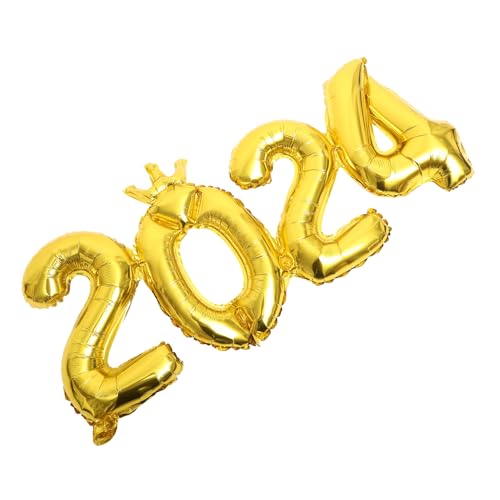 Mobestech 1 Satz 2024 Ballondekoration Neujahrsdekore Zahlenballons aus Goldfolie Weihnachtsfeier Ö luftballons Ballongas Aluminiumfolienballons Anzahl Folienballons Golden von Mobestech