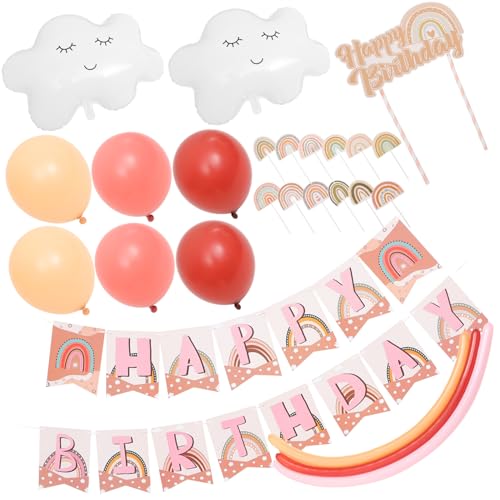Mobestech 1 Satz Bohemian Geburtstagsballons mit Bannern und Torten Dekoren Einzigartige Party Dekorationen für Mädchen im Vintage Stil Einfach Aufzubauen und Langlebig von Mobestech