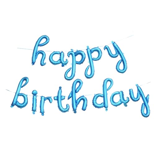 Mobestech 1 Satz Happy Birthday Luftballons Set Dekorative Ballons für Geburtstagsfeiern Blaues Aluminiumfolie Ballon Set mit Aufhängeloch für Besondere Anlässe von Mobestech