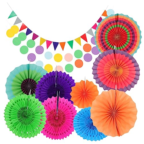 Mobestech 1 Satz Teiliges Set Geburtstagsdeko mit Papierfächern Pompons und Blumen für Partys Fotohintergründe und Festlichkeiten eine Warme von Mobestech