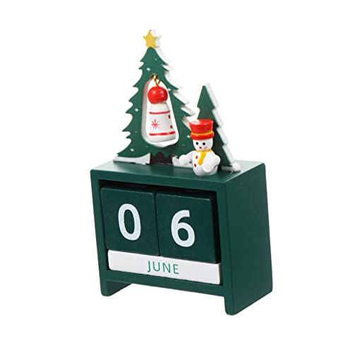 Mobestech 1 Stück Christbaumkalender Desktop-Kalender Adventskalender Kalender-Notizblock sterben büro dekoration tischkalender Monat Datumsanzeige Kalender Weihnachtskalender hölzern Green von Mobestech