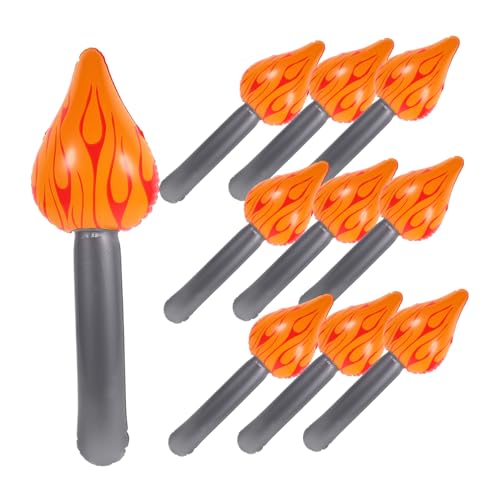 Mobestech 10 Stück Aufblasbares Fackelspielzeug aus PVC aufblasbares unterhaltung gesteckt Luft Fackel-Partygeschenke Flamme lodern künstlich lange Fackel für Leistung von Mobestech