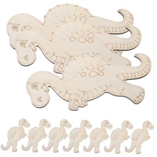 Mobestech 10 Stück Dinosaurier Holzfiguren zum Bemalen Unvollendete Holz Dino Ausschnitte für Diy Projekte und Dekorationen Kreatives Bastelmaterial für Partys von Mobestech