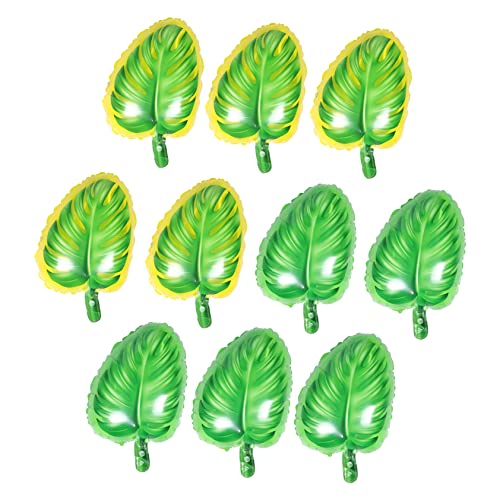 Mobestech 10 Stück Hawaii Stil Luftballons Dekoration Kreative Blattform Leuchtende Farben für Feiern und Festivals Gelben und Grünen Ballons von Mobestech