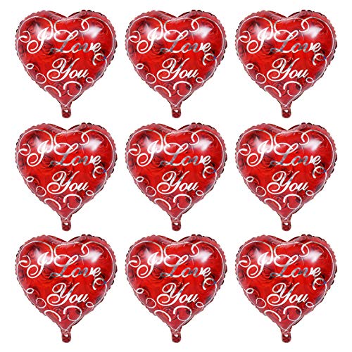 Mobestech 10 Stück Liebe Alufolienballon Dekorationen Partygeschenk Herz Luftballons Hochzeit Valentinsballons Dekorativ Valentinstag Luftballons Grüner Ballon Süßigkeiten Aluminiumfolie Rot von Mobestech