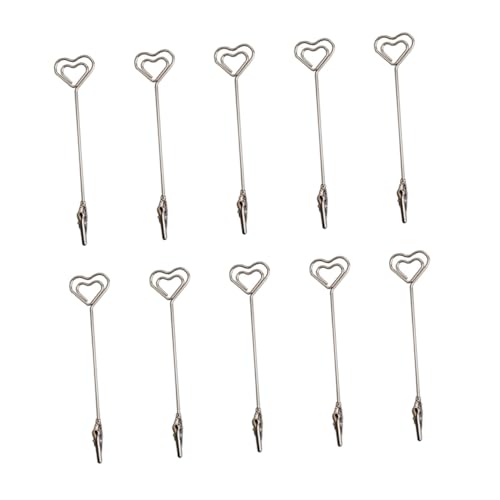 Mobestech 10 Stück Metall Herz Memo Halter mit Stabilem Clip Silberne Tischdekoration für Notizen Karten Fotos Vielseitiger Büro Hochzeitsbedarf Wiederverwendbar Festhaltend von Mobestech