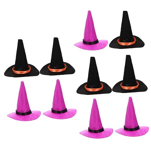 Mobestech 10 Stück Teiliges Halloween Mini Hexenhut aus Filz Groß Schwarz und Dekorative Mini Hüte für Weinflaschen Partydekoration Puppenhut Festliche Halloween Accessoires von Mobestech