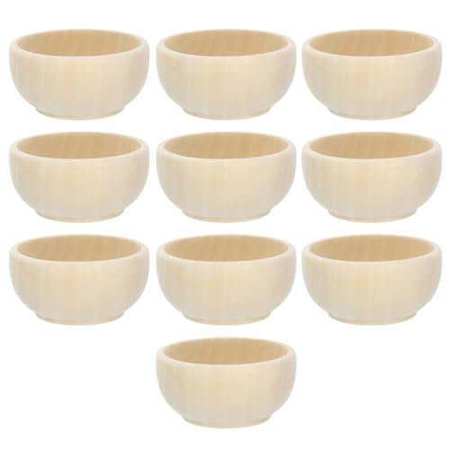 Mobestech 10 Stück Unlackierte Holzschalen Diy Mini Holzschalen für Kreative Bastelarbeiten Unvollendete Handwerksartikel für Dekoration Malen und von Mobestech