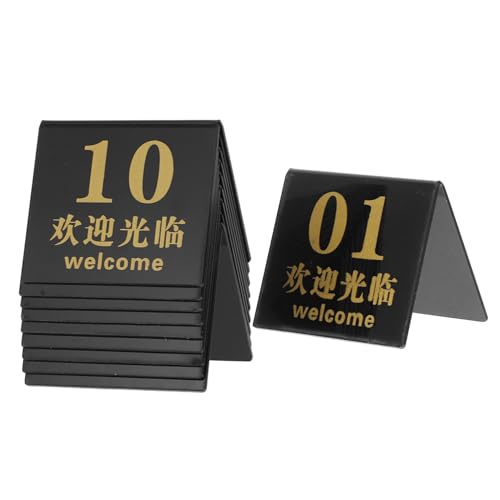 Mobestech 10 Stück Wiederverwendbare Tischnummern Tischmarker für Hochzeiten Partys und Veranstaltungen mit Goldschrift von Mobestech
