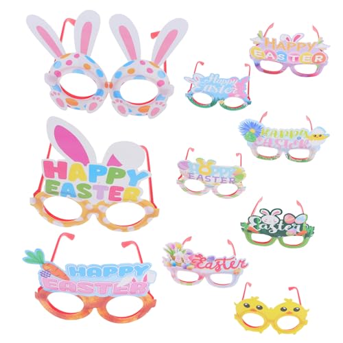 Mobestech 10Stücke Ostern Partybrillen Kinderkostüm Brille mit Niedlichem Hasen Design Leicht und Bequem für Fotografie und Osterfeiern Lustige Dekoration von Mobestech