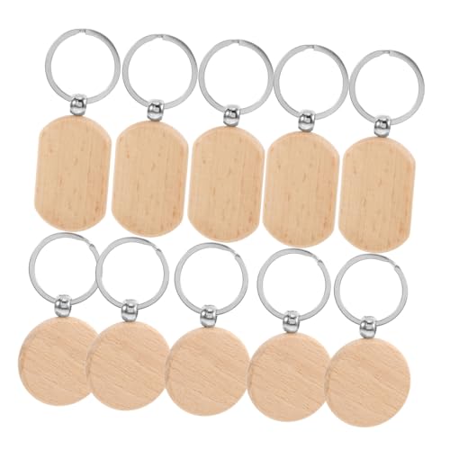 Mobestech 10Stücke Schlüsselanhänger Rohlinge aus Holz Blanko Holz Schlüsselanhänger für DIY Lasergravur Basteln für Anlässe Personalisierte Dekorationen für Zuhause von Mobestech