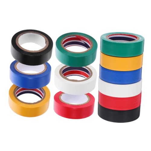 Mobestech 12 Rollen Multifunktionales PVC Isolierband Hochtemperaturbeständige Elektrische Klebebänder für Kabelmarkierung und Isolierung Farben Gemischt von Mobestech