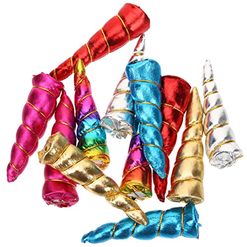 Mobestech 12 Stück Teiliges Einhorn Horn Glitzernde Einhorn Kopfbedeckung für Diy Party Dekoration Geeignet für Kindergeburtstag und Festliche Anlässe Blaue Goldene Bunte Große Rote Silberne von Mobestech