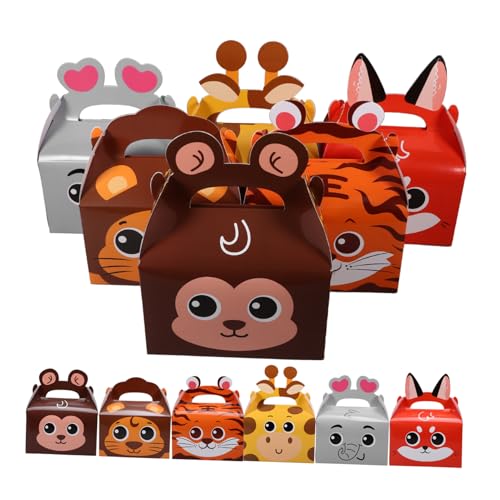 Mobestech 12 Stück Tier Design Pappboxen für Süßigkeiten und Kekse Festliche Geschenkverpackung für Shower und Feiern Robuste und Dekorative Verpackung für Kleine Leckereien von Mobestech
