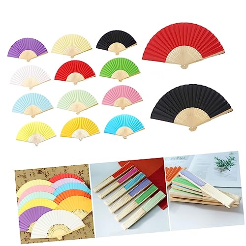 Mobestech 12Stücke Weißer Faltfächer Blanko für DIY Malerei und Bastelprojekte Papierfächer für Partys Hochzeiten und Kreative Dekorationen von Mobestech