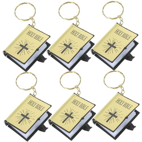 Mobestech 18 Stück Bibelgeschenk Schlüssel Bibel Anhänger Mini Unisex Party Heilig Klein Bibelbuch Anhänger Tasche Hängende Verzierung Geburtstagsgeschenk Haut Golden von Mobestech