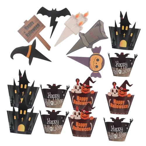 Mobestech 2 Sätze Happy Halloween Cupcake Toppers und Pumpkin Muffin Liners Spooky Bat Spider Skull Ghost Papierbackförmchen Vielseitige Party Favors für Halloween Kuchen und Tischdeko Mobestech 2 Sätze Happy Halloween Cupcake Toppers und Pumpkin Muffin Liners Spooky Bat Spider Skull Ghost Papierbackförmchen Vielseitige Party Favors für Halloween Kuchen und Tischdeko von Mobestech