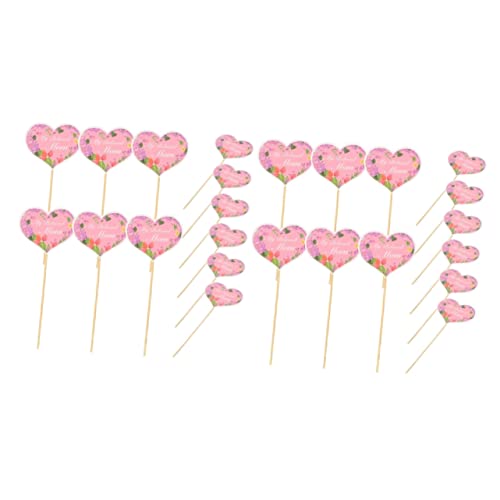 Mobestech 2 Sätze Kuchendekorationseinsatz Kuchen -topper Cupcake -topper Essen Pappbecher Happy Mother's Day Cake Topper Cupcake-auswahl Zum Muttertag Holz 48 Stück * 2 von Mobestech
