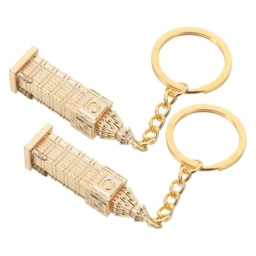 Mobestech 2 Stück Big Ben Schlüsselanhänger Anhänger Für Handtaschen Schlüsselanhänger Im England-stil Schlüsselanhänger Für Die Dekoration Retro-schlüsselanhänger Golden Zinklegierung von Mobestech