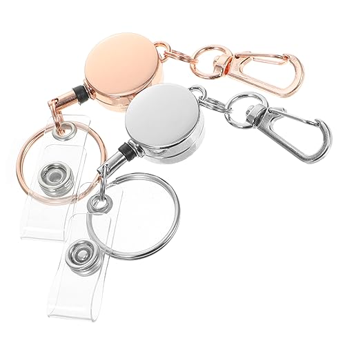 Mobestech 2 Stück Einziehbarer Metall Schlüsselanhänger mit Elastischem Ausweishalter Teiliges in Silber und Roségold Vielseitiger Id Badge Halter mit Schlüsselring für Schlüssel Taschen Mobestech 2 Stück Einziehbarer Metall Schlüsselanhänger mit Elastischem Ausweishalter Teiliges in Silber und Roségold Vielseitiger Id Badge Halter mit Schlüsselring für Schlüssel Taschen von Mobestech
