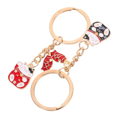 Mobestech 2 Stück Glückskatze Schlüsselanhänger Japanische Glückskatze Maneki Neko Schlüsselanhänger Taschenanhänger Schlüsselanhänger Anhänger Für Handtasche Rucksack Telefon von Mobestech