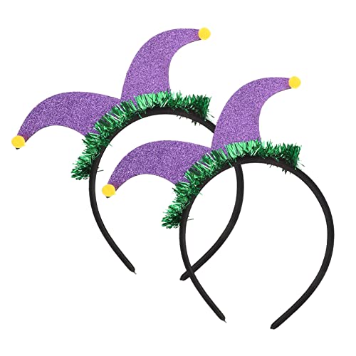 Mobestech 2 Stück Haarball Clown Stirnband Glitzer Haarzubehör Neuartige Stirnbänder Cosplay-haarreifen Karneval Haarband Karnevalshaar Kopfbügel Karneval Kopfbedeckung Clown-kostüm Stoff von Mobestech