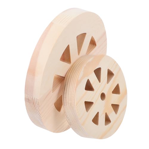 Mobestech 2 Stück Holzrad Wanddekoration Holzräder Kreisverzierungen Aus Holz Holzrad-hängedekoration Holzverzierungsrohlinge Holzornamente Beige Hölzern von Mobestech
