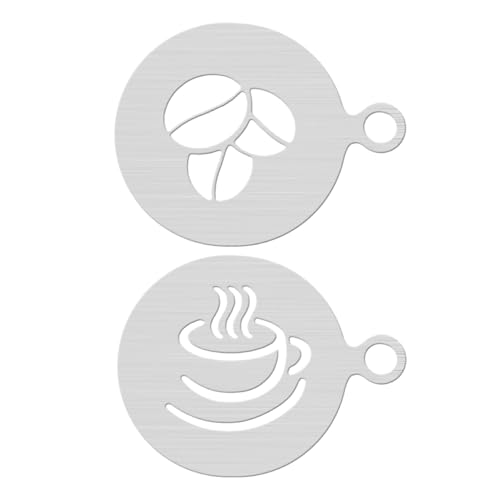 Mobestech 2 Stück Kaffee Dekorationsschablonen Selbstgemacht Latte Art Vorlagen Kakaopulver Schablonen für Cappuccino Kuchen und Desserts von Mobestech