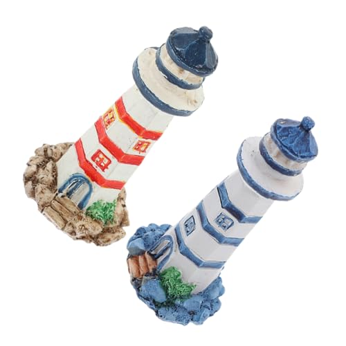 Mobestech 2 Stück Leuchtturm-Ornament Ozeandekor Hausdekoration Nautische Leuchtturmdekoration Strandschmuck Leuchtturm Figur Stranddekorationen Strandzubehör Mini Harz von Mobestech