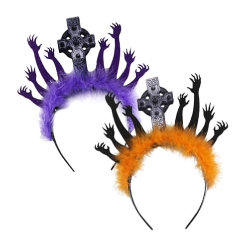 Mobestech 2stücke Haarband Halloween Stirnband Zombie Hand Grabstein Kopfbedeckung Haarreif Horror Accessoires Party Cosplay Dekoration Karneval Schmuck von Mobestech