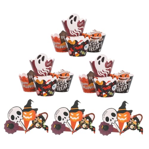 Mobestech 2sätze Cupcake-förmchen Und Topper-picks Halloween-grusel-designs Gespenster Und Spinnen-motiven Kuchendekorationen Für Party Und Feiertage Aus Robustem Papier Mobestech 2sätze Cupcake-förmchen Und Topper-picks Halloween-grusel-designs Gespenster Und Spinnen-motiven Kuchendekorationen Für Party Und Feiertage Aus Robustem Papier von Mobestech