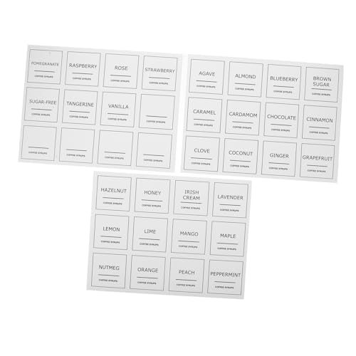 Mobestech 3 Blätter Kaffeeetikett Flaschen Etikett für Kaffeesirup Wasser Etiketten für Kaffeesirup Name Das Wesentliche an einem Kaffeewagen Klebeetiketten Sirupetiketten Plastik Weiß von Mobestech